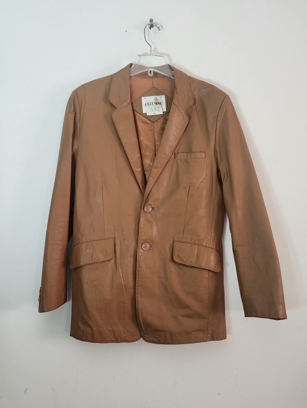 Vintage Geronimo Genuine Leather Blazer Jacket – Size 42L – Tan/Cognac